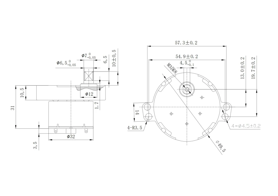 Micro-Permanent DC Motor Gear Motor Js-50